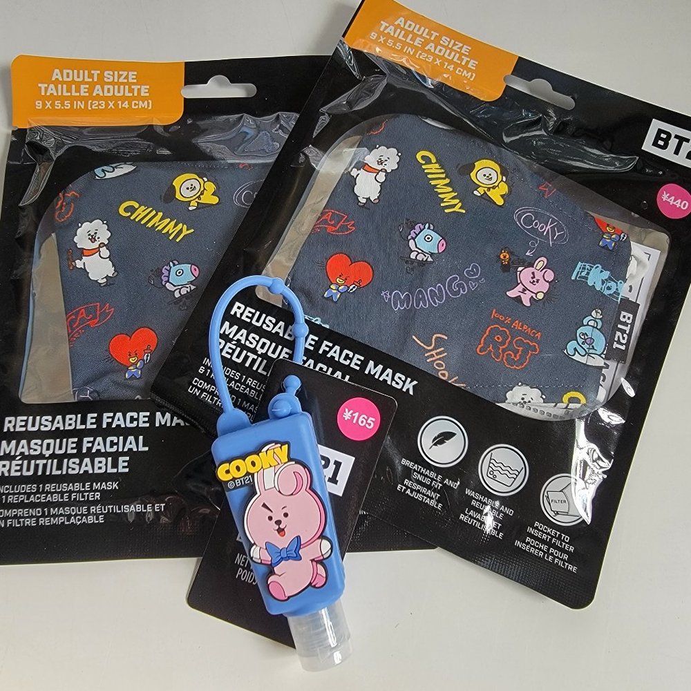 NWT BTS Face Masks and Cooky Hand Sanitizer